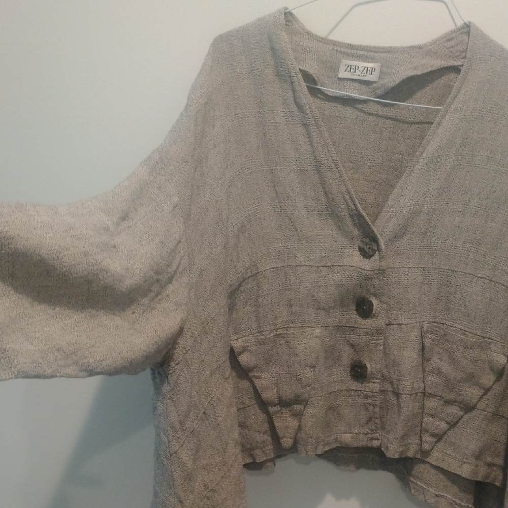 Vintage Gray Linen Cardigan made in Germany